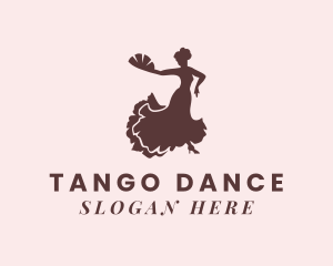 Woman Fan Dancer logo design