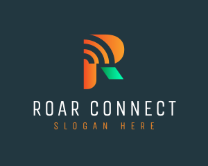 Letter R Signal Connection logo design