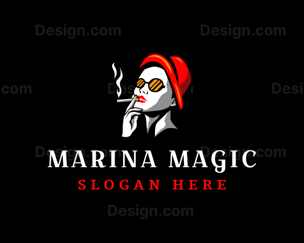 Smoking Woman Cigarette Logo