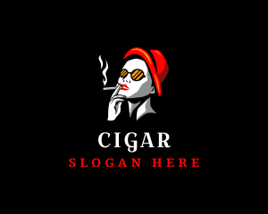 Smoking Woman Cigarette logo design