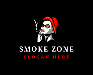 Smoking Woman Cigarette logo design