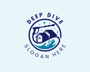 House Water Splash Cleaning logo design