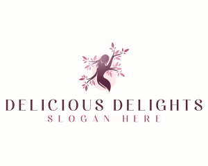 Sakura Woman Tree logo design