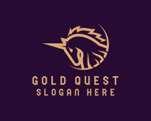 Gold Premium Unicorn  logo design