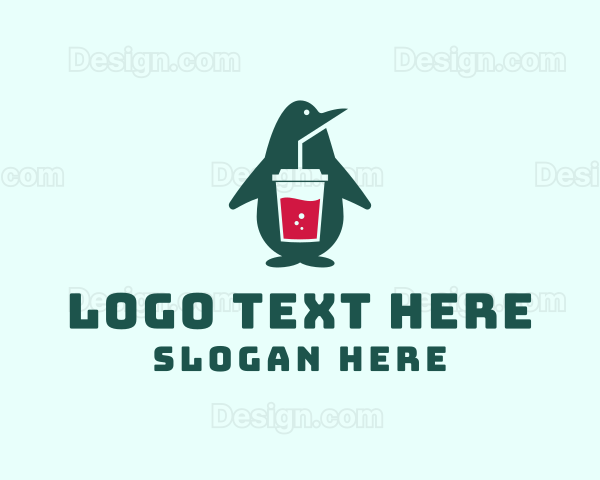 Penguin Smoothie Drink Logo