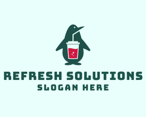 Penguin Smoothie Drink  logo design