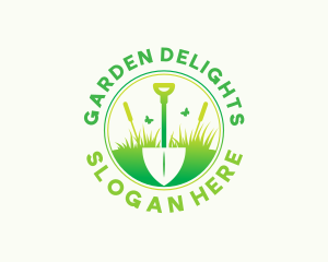 Gradient Shovel Gardener logo design