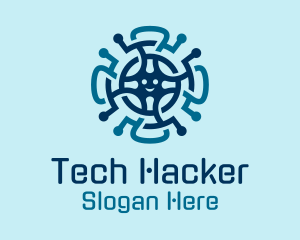 Tech Wheel Virus logo design