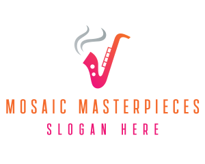 Smoking  Music Saxophone logo design