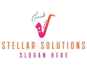 Smoking  Music Saxophone logo design