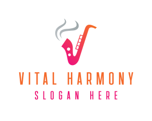 Smoking  Music Saxophone logo design