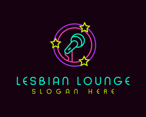 Neon Microphone Nightclub logo design