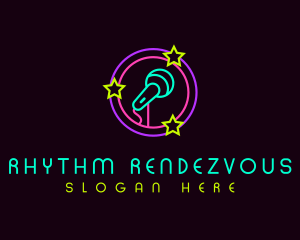 Neon Microphone Nightclub logo design