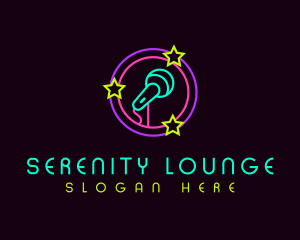 Neon Microphone Nightclub logo design