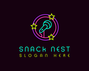 Neon Microphone Nightclub logo design