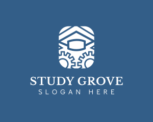 Abstract Graduation Cap Gear logo