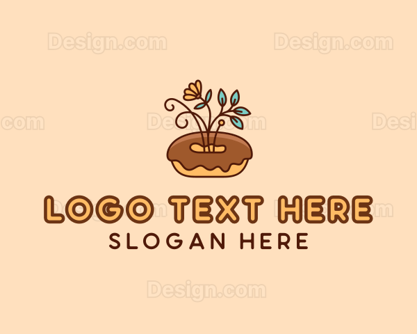 Organic Donut Dessert Logo