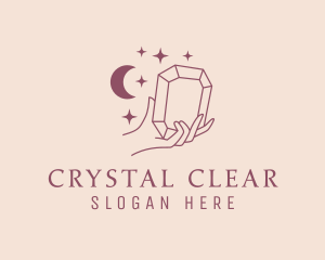 Moon Stars Crystal Hand logo design