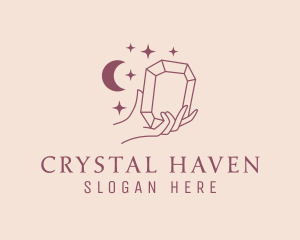 Moon Stars Crystal Hand logo design