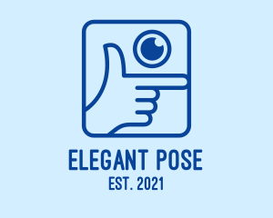 Blue Camera Hand Pose logo design