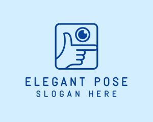 Blue Camera Hand Pose logo design