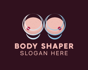 Sexy Wine Glass Boob logo design