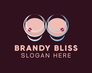 Sexy Wine Glass Boob logo design