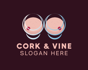 Sexy Wine Glass Boob logo design