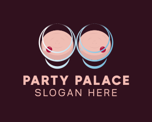 Sexy Wine Glass Boob logo design