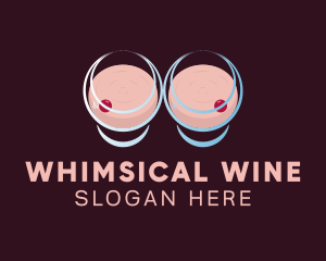 Sexy Wine Glass Boob logo design