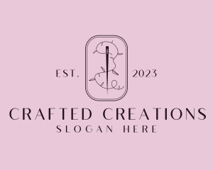 Leaf Thread Sewing Needle logo design