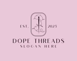 Leaf Thread Sewing Needle logo design