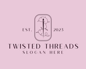 Leaf Thread Sewing Needle logo design