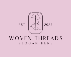 Leaf Thread Sewing Needle logo design