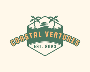 Retro Sunset Beach logo design