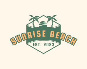 Retro Sunset Beach logo design