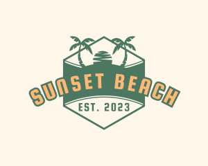 Retro Sunset Beach logo design