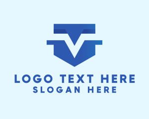 Tech Shield Business Letter V logo