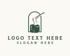 Axe Stump Carpentry Lumberjack logo