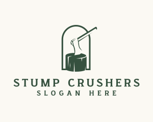 Axe Stump Carpentry Lumberjack logo design