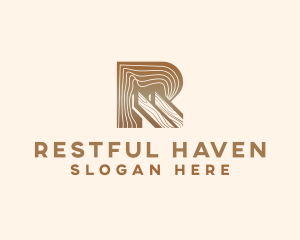 Wood Plank Tile Letter R logo design