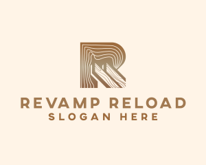 Wood Plank Tile Letter R logo design