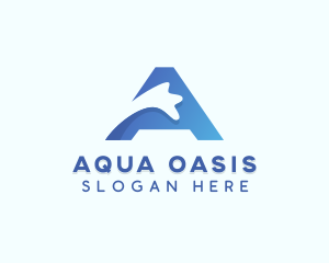 Water Splash Letter A logo design