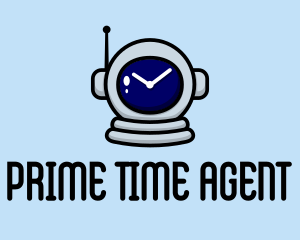 Astronaut Clock Timer logo design