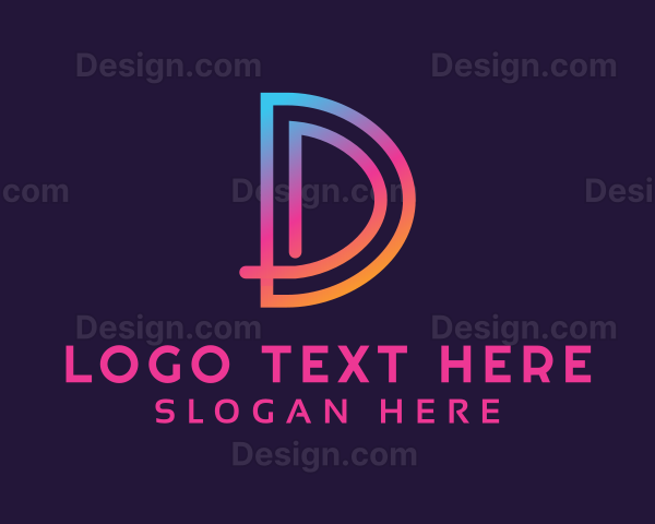 Colorful Monoline Letter D Logo