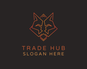 Red Geometric Fox logo design