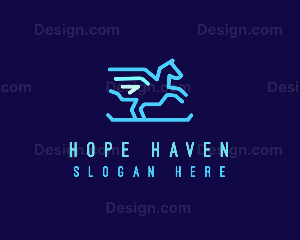 Flying Pegasus Horse Logo
