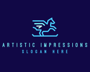 Flying Pegasus Horse logo design