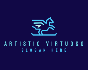 Flying Pegasus Horse logo design