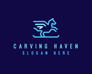 Flying Pegasus Horse logo design